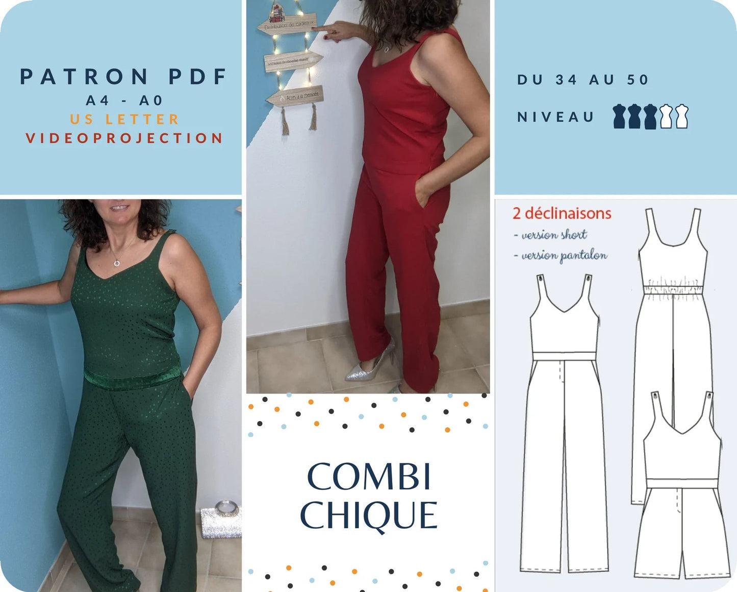 "CHIQUE - Combinaison - Tailles 34 -> 50 - tissu au mètre - Strasbourg Alsace - Autour du Tissu"