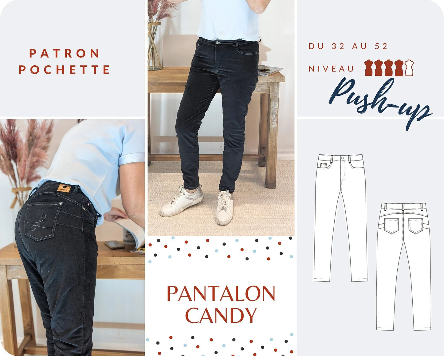 "CANDY - Pantalon Femme - tailles 32 -> 52 - tissu au mètre - Strasbourg Alsace - Autour du Tissu"