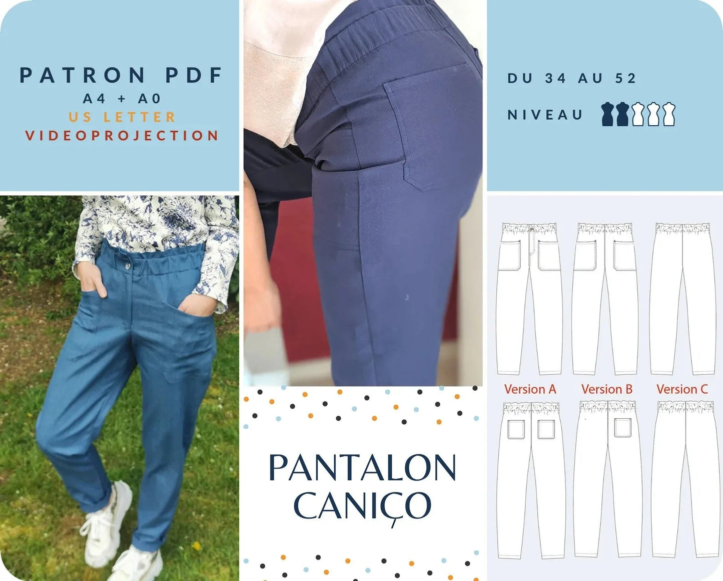 "canico - pantalon femme - tailles 34 à 52 - tissu au mètre - strasbourg alsace - autour du tissu"