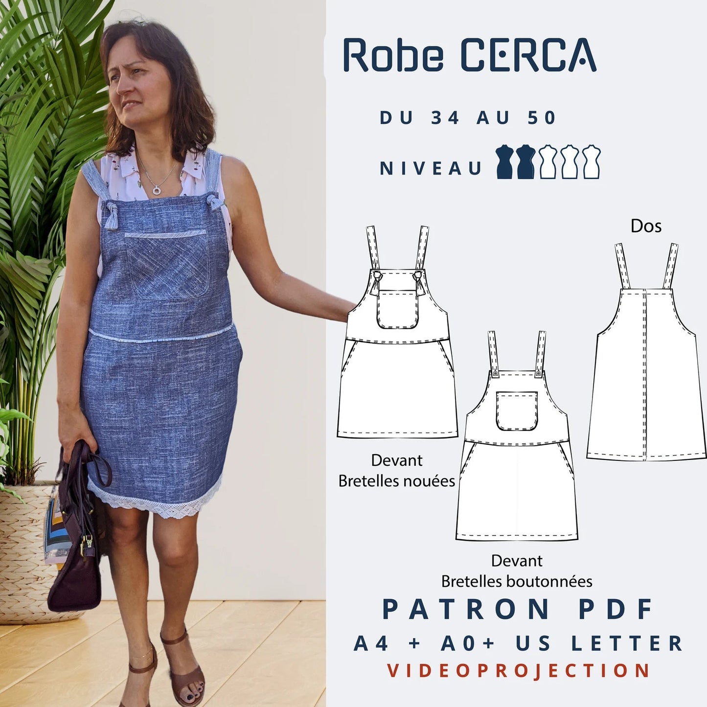 "CERCA - Robe-salopette - Tailles 34 à 50 - tissu au mètre - Strasbourg Alsace - Autour du Tissu"