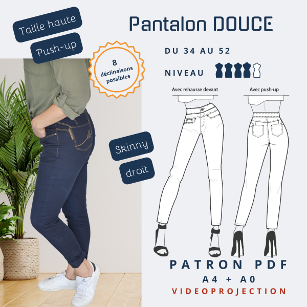 DOUCE Pantalon femme Tailles 32 a 56 Autour du Tissu