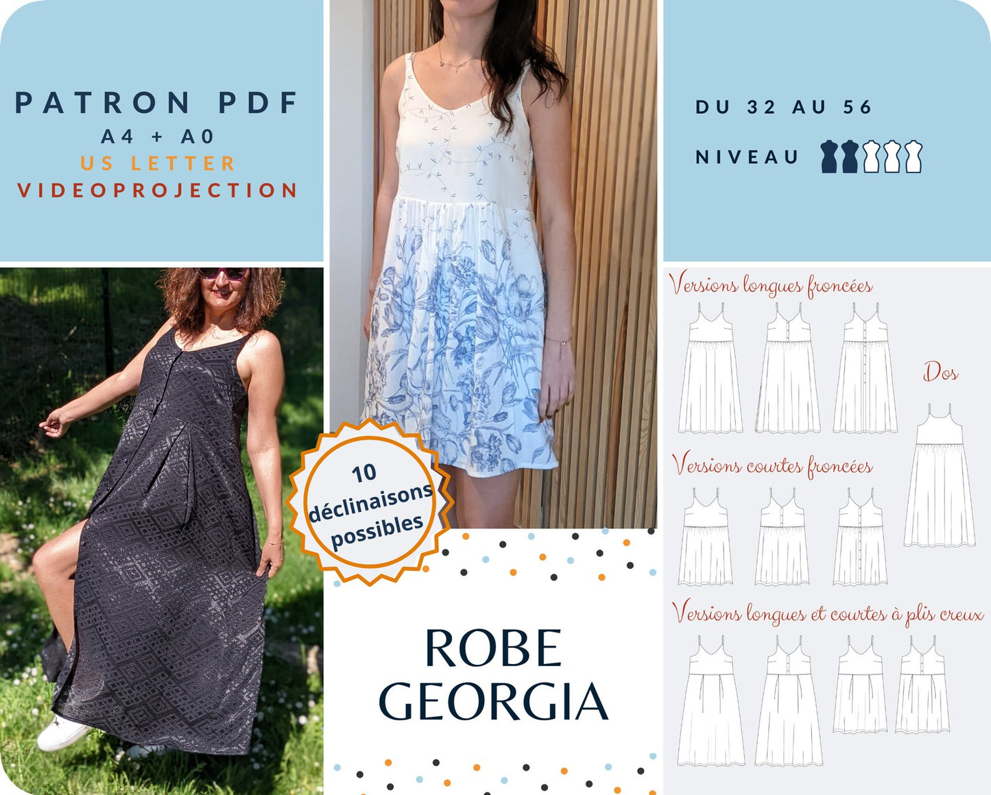 Georgia - Robe - Tailles 32 -> 56 - tissu au mètre - Strasbourg Alsace - Autour du Tissu