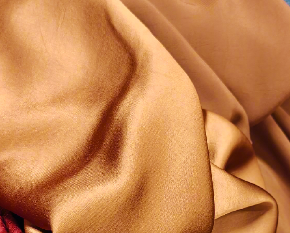 Satin Marron Doré Brillant Robe Soirée 100x140cm-Tissu-Autour du Tissu