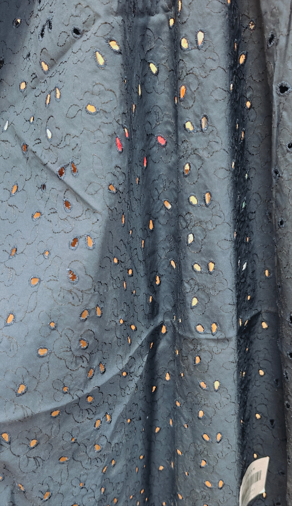 Tissu Bleu Marine Broderie Anglaise ajouré 150x140cm - Autour du Tissu