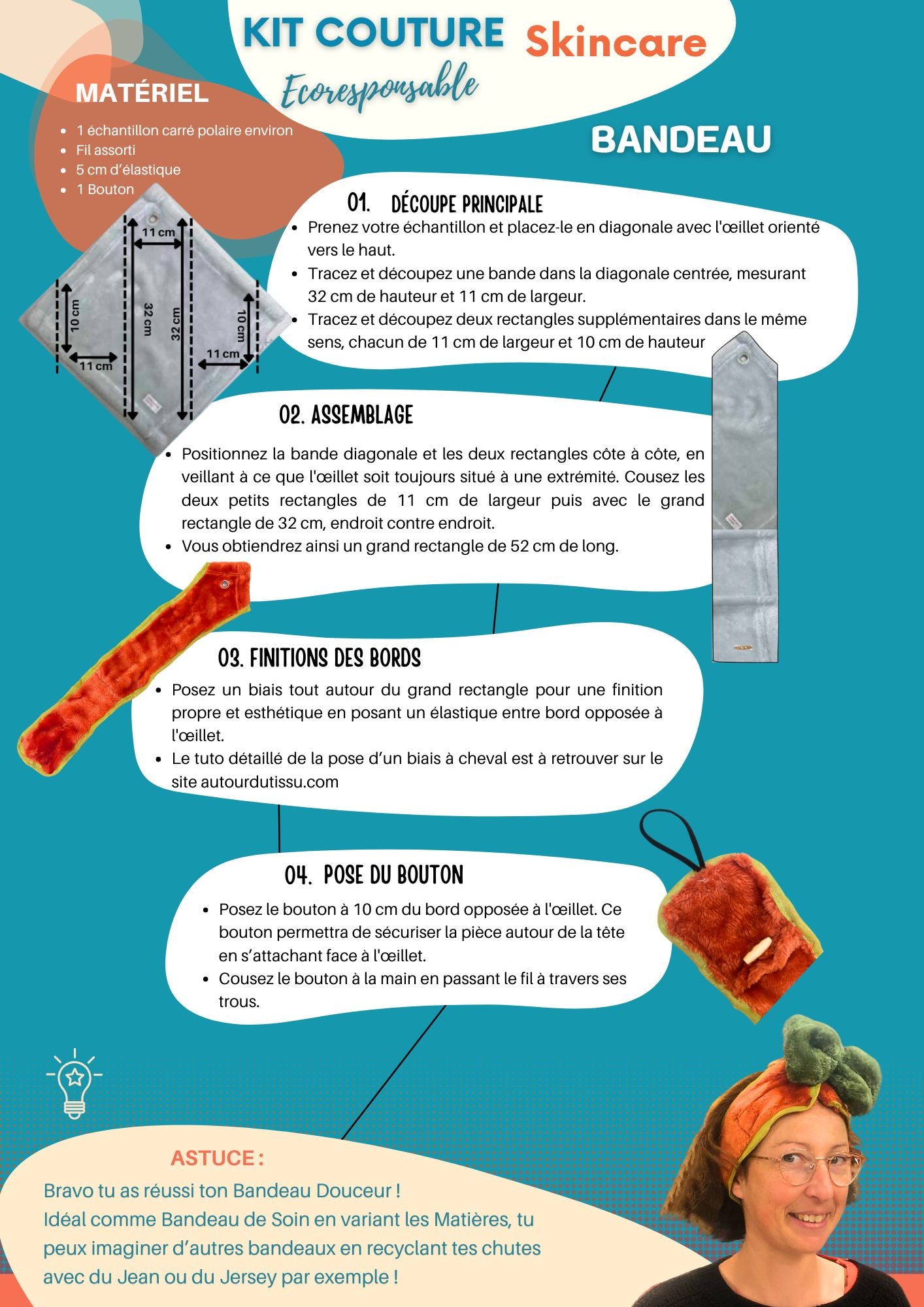 Le Tuto Gratuit : Bandeau de Soin, Chouchou, Bracelet A tester avec le Kit SkinCare ! - kit couture - Strasbourg Alsace - ...