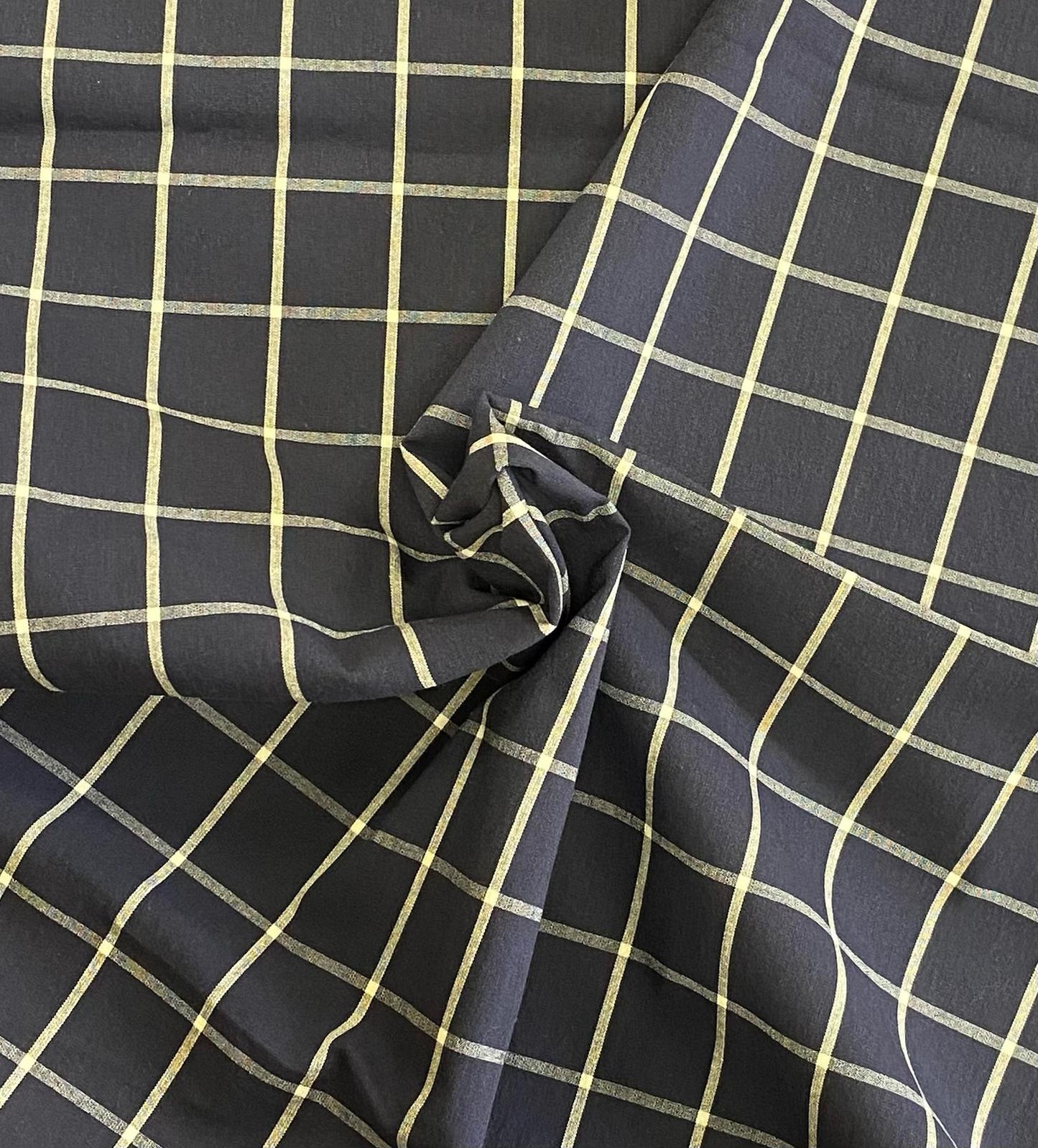 Détail tissu bleu marine - Carreaux Marine 150x140cm