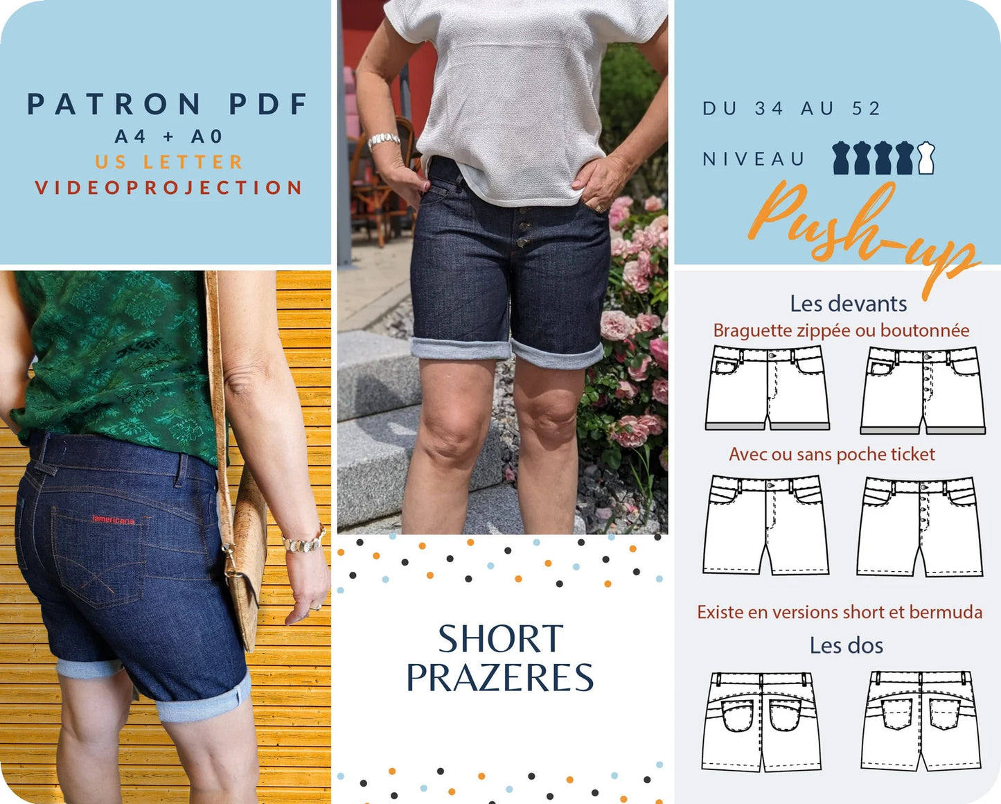 PRAZERES - Short femme - Tailles 34 -> 52-patron-Autour du Tissu