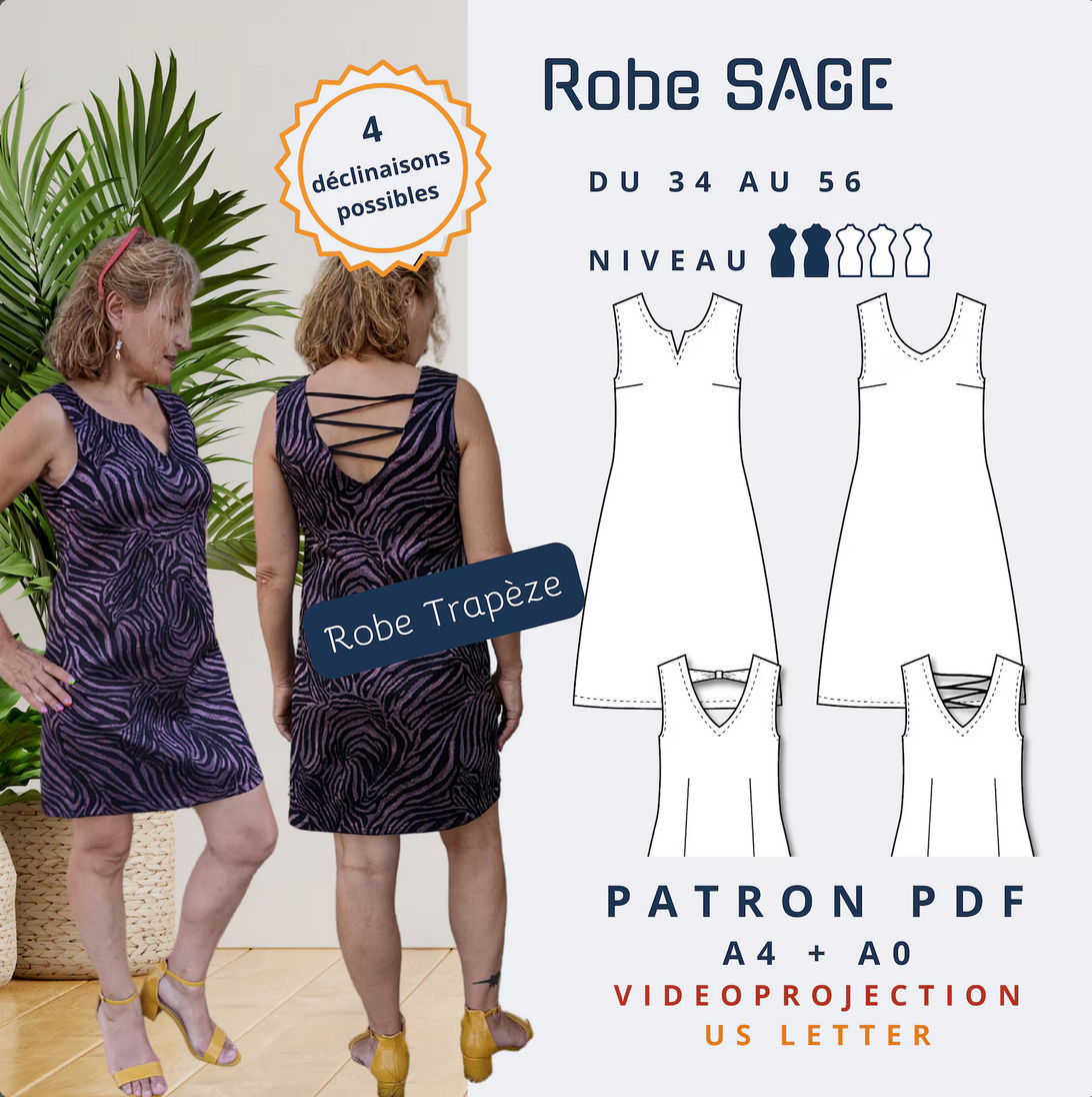 SAGE - Robe - Tailles 34 -> 56-patron-Autour du Tissu