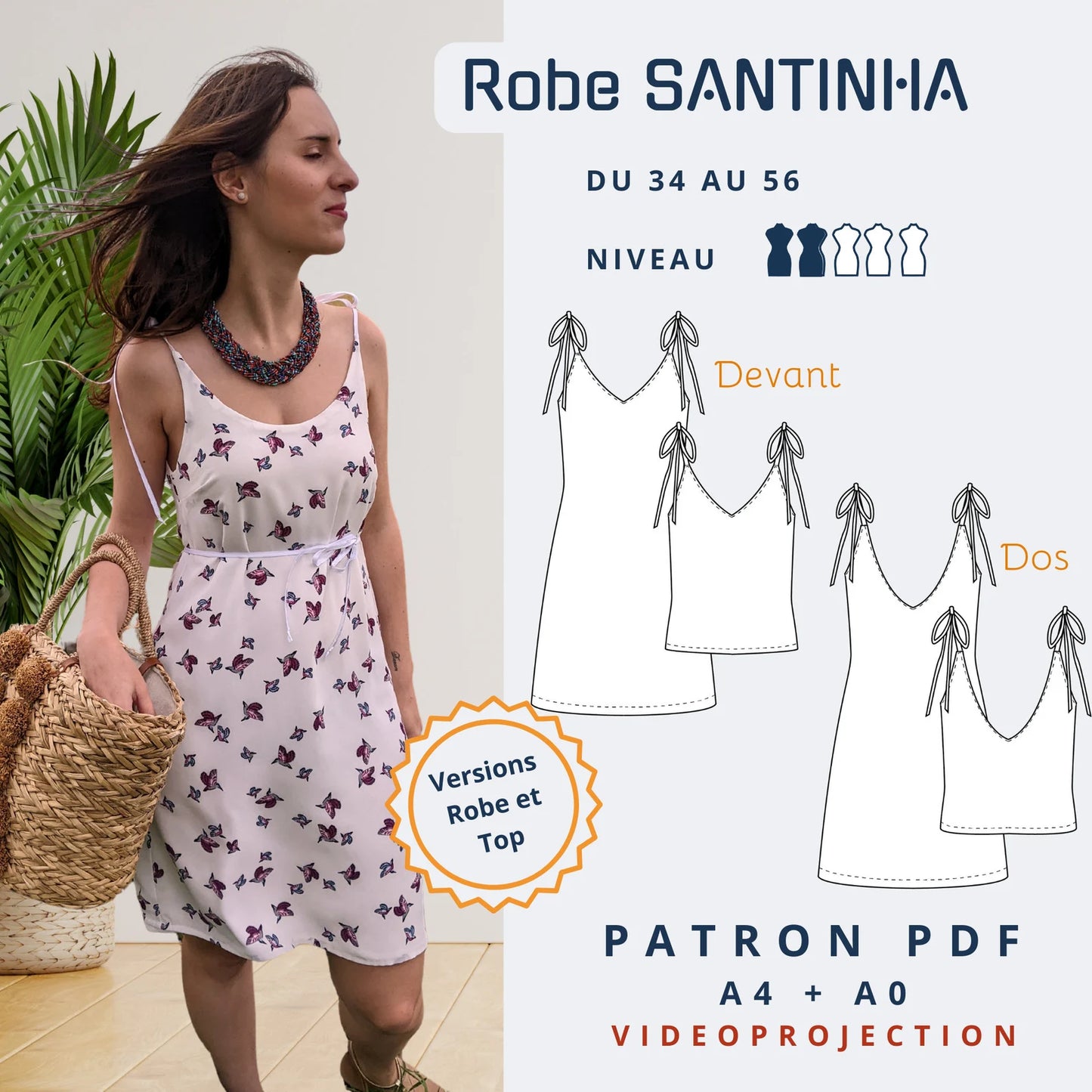 SANTINHA - Robe - du 34 au 56-patron-Autour du Tissu