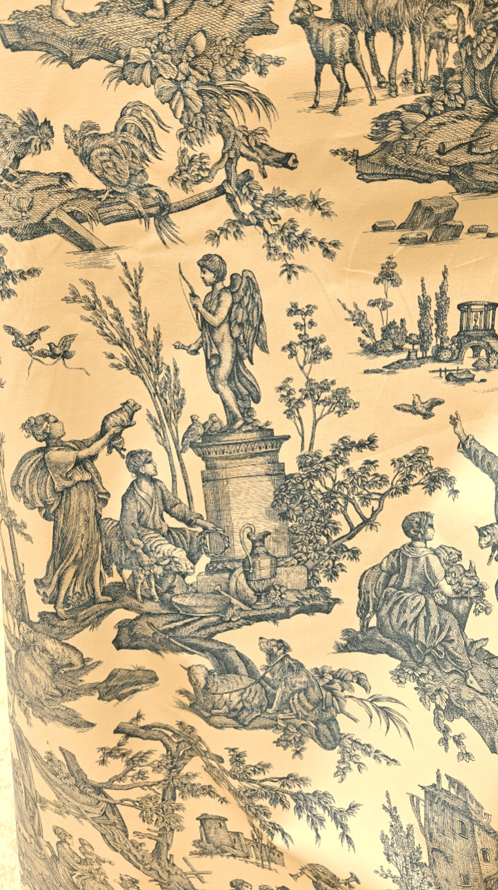 Toile de Jouy bleu ou rouge écru au mètre-Tissu-Autour du Tissu
