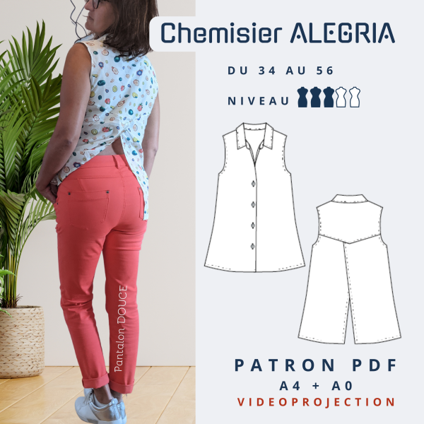 ALEGRIA - Top femme - Taille 34 à 56 - tissu au mètre - Strasbourg Alsace - Autour du Tissu