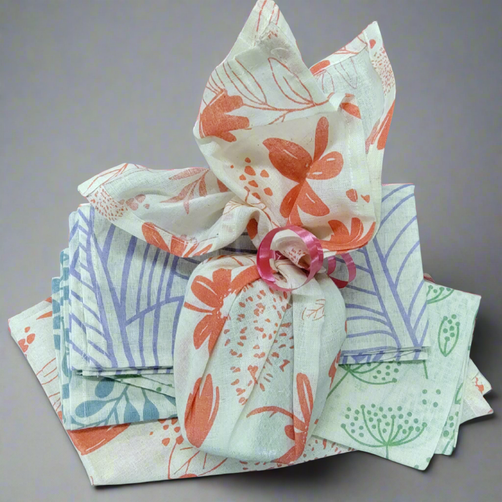 Lot Carrés 4 Coton Bio Imprimés-idée cadeaux-Autour du Tissu