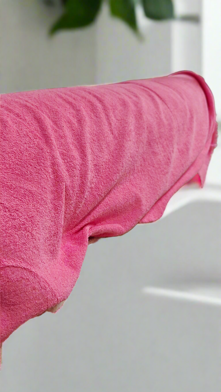 Éponge bouclette 100% coton rose 150cm — Tissu récupéré Strasbourg | Autour du Tissu