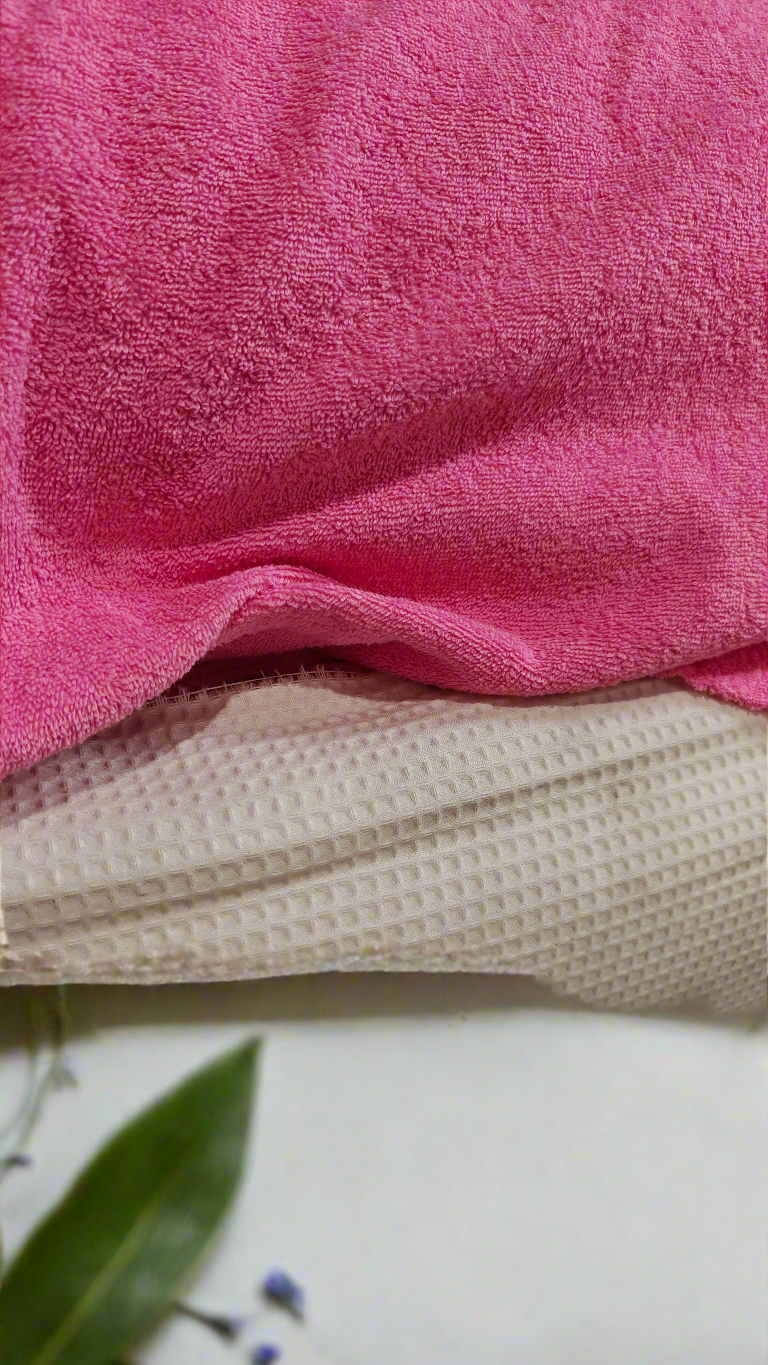 Éponge bouclette 100% coton rose 150cm — Tissu récupéré Strasbourg | Autour du Tissu