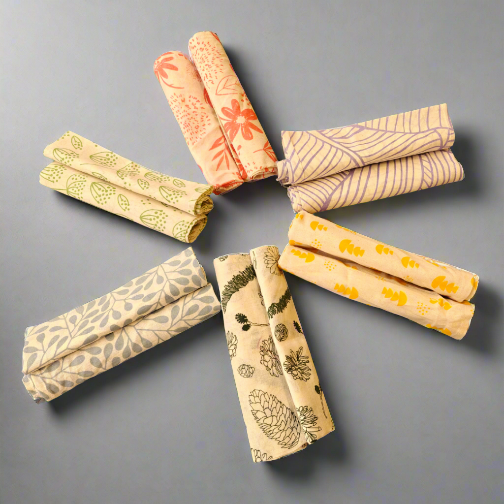 Lot Carrés 4 Coton Bio Imprimés-idée cadeaux-Autour du Tissu