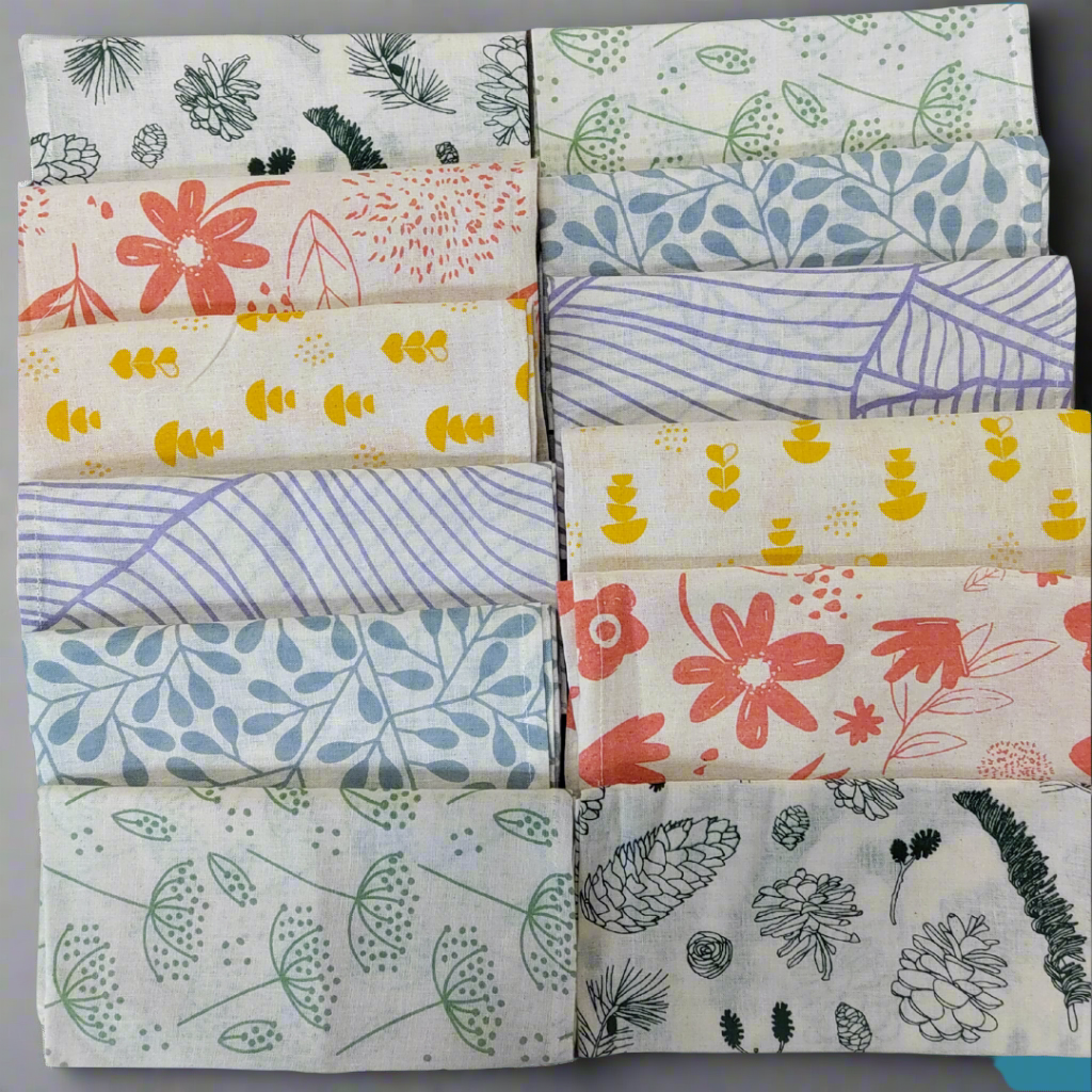 Lot Carrés 4 Coton Bio Imprimés-idée cadeaux-Autour du Tissu