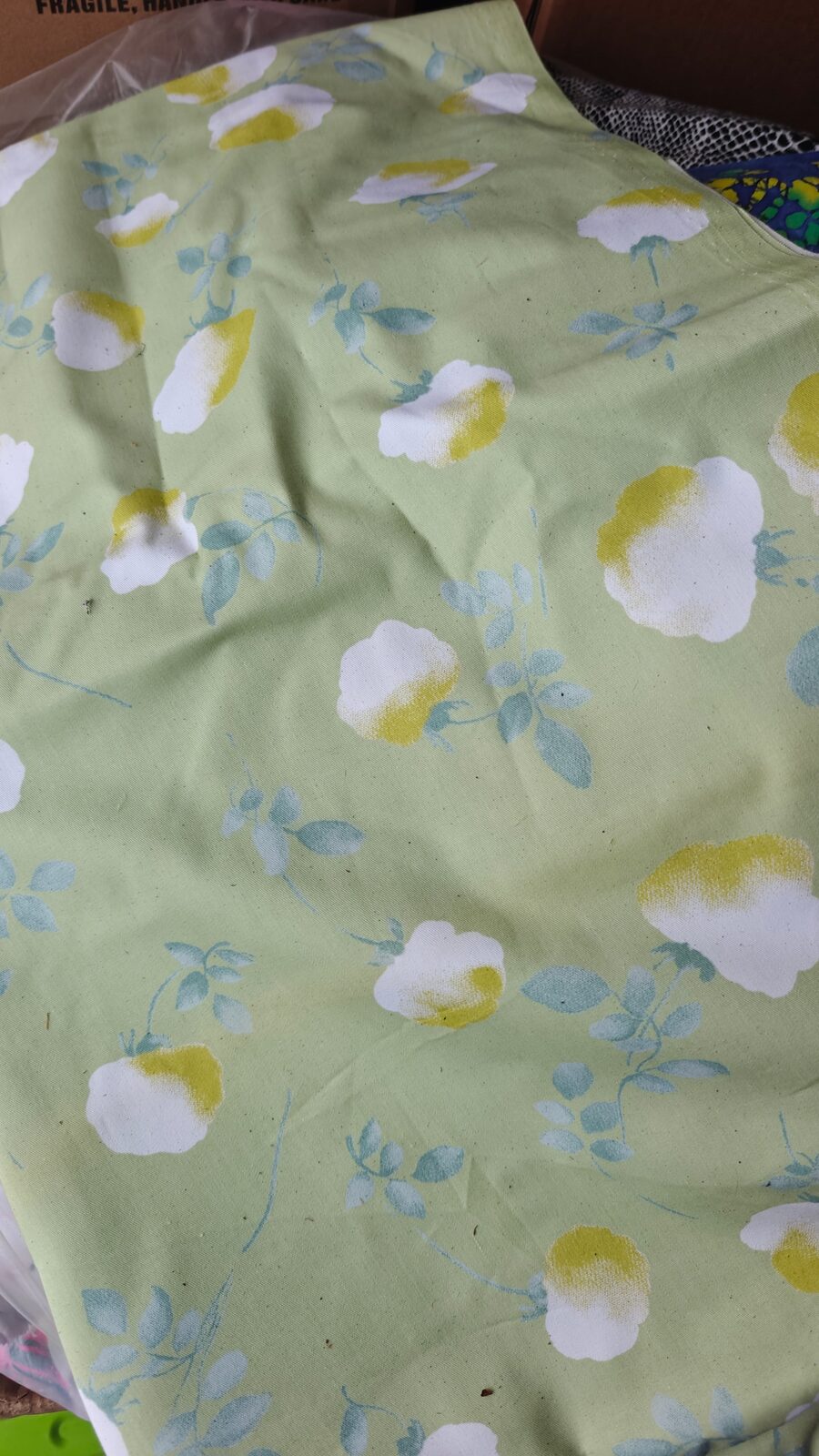 Coton Vert Menthe Fleurs Aquarelle - vue 1