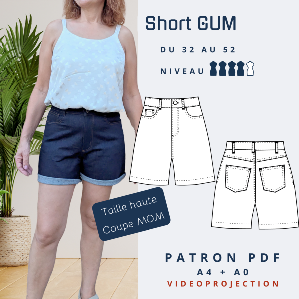 GUM - Short femme LARGE - Tailles 32 à 52 - tissu au mètre - Strasbourg Alsace - Autour du Tissu