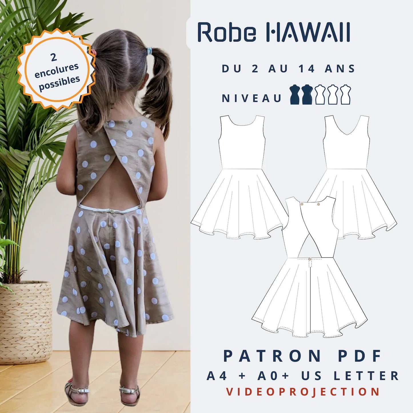 HAWAII - Robe enfant - Tailles du 2 au 14 ans - tissu au mètre - Strasbourg Alsace - Autour du Tissu