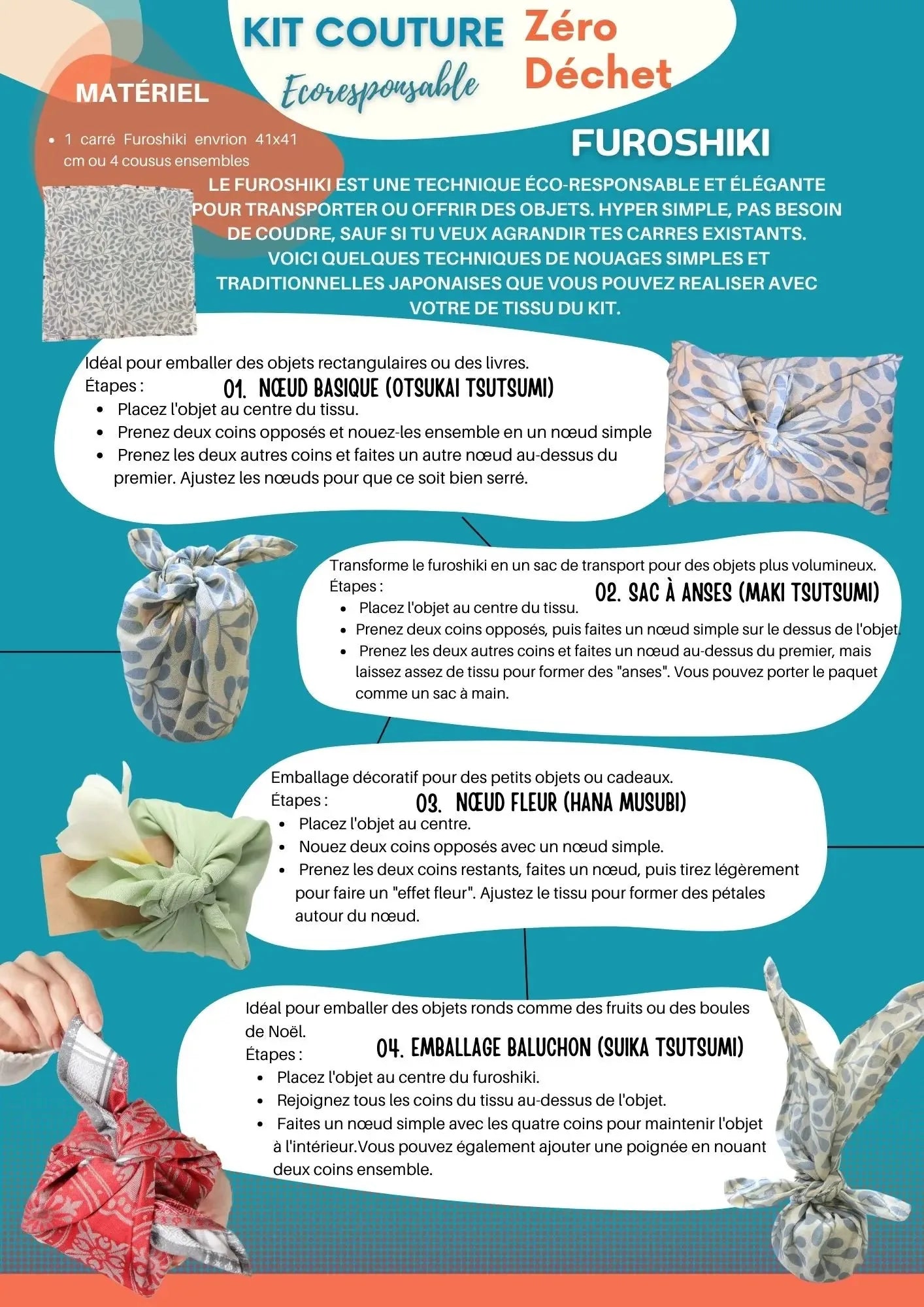 Le Tuto : Techniques Furoshiki, Sacs à Vrac, Pochons, Charlottes A Tester avec le Kit Zéro Déchet ! - kit couture - Strasb...