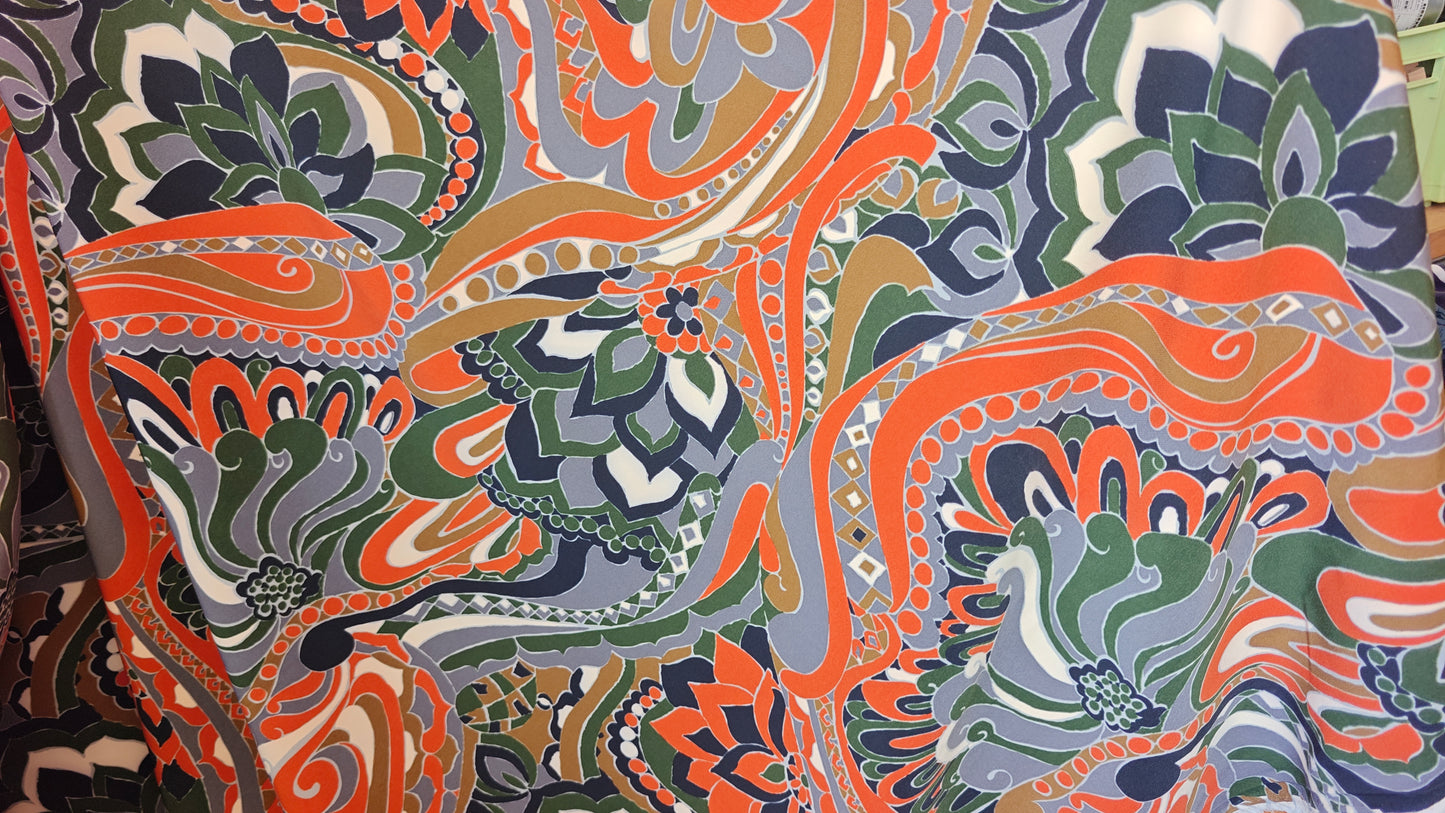 Viscose fluide lourde motif ethnique