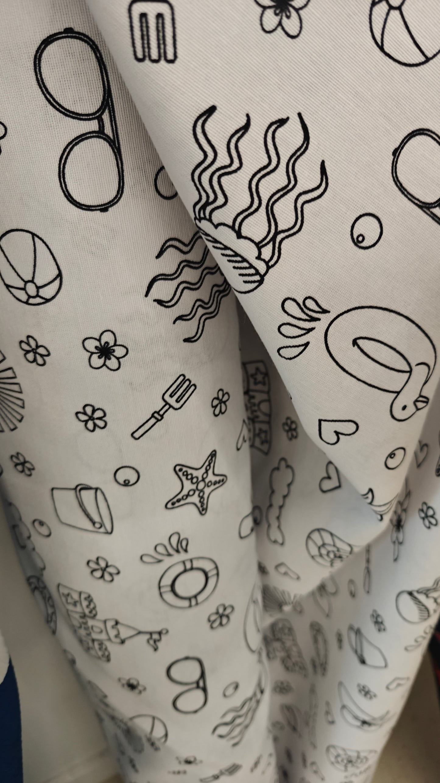 Coton blanc imprimé plage à colorier – ADT114