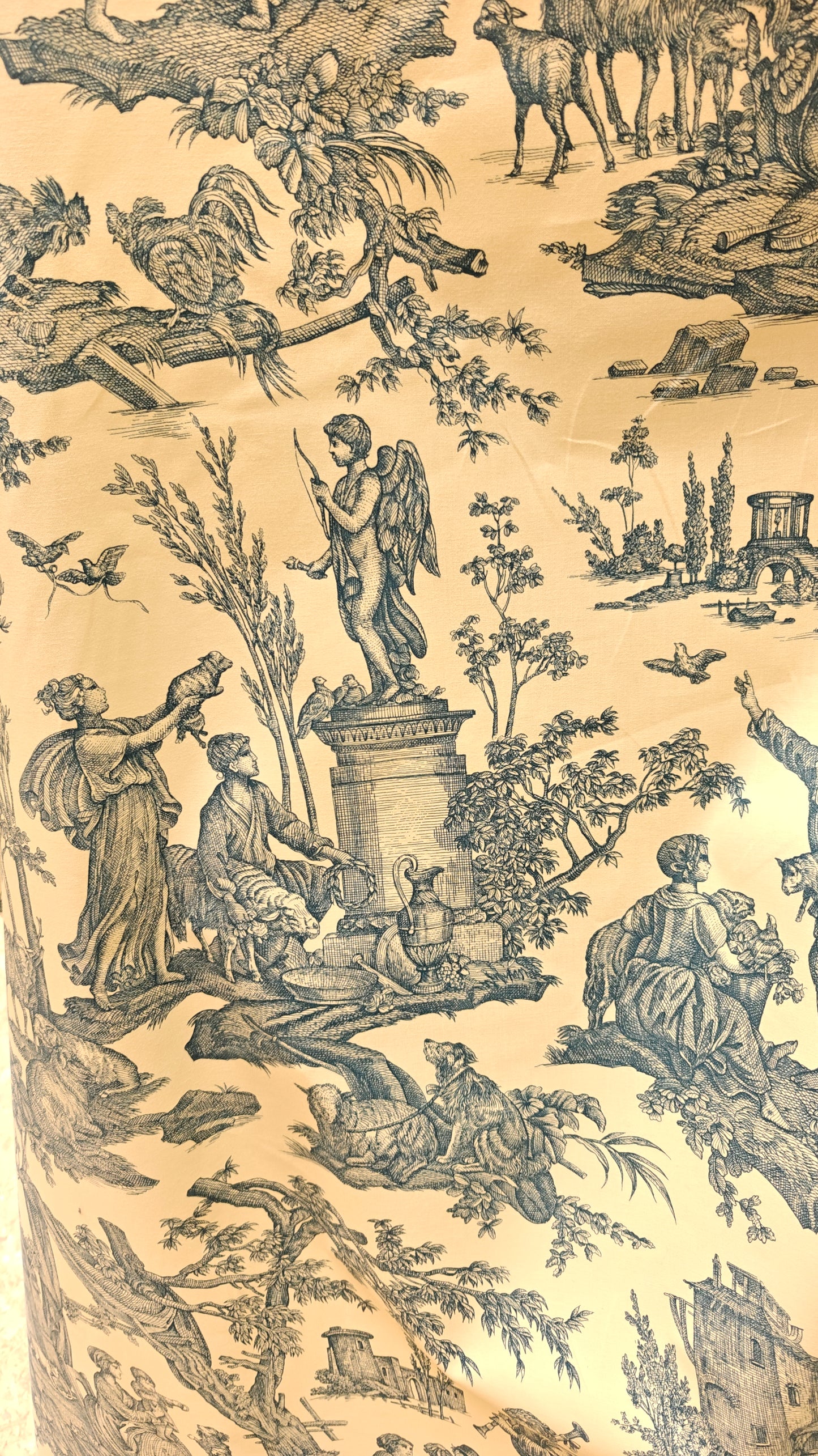 Toile de Jouy bleu ou rouge écru au mètre-Tissu-Autour du Tissu