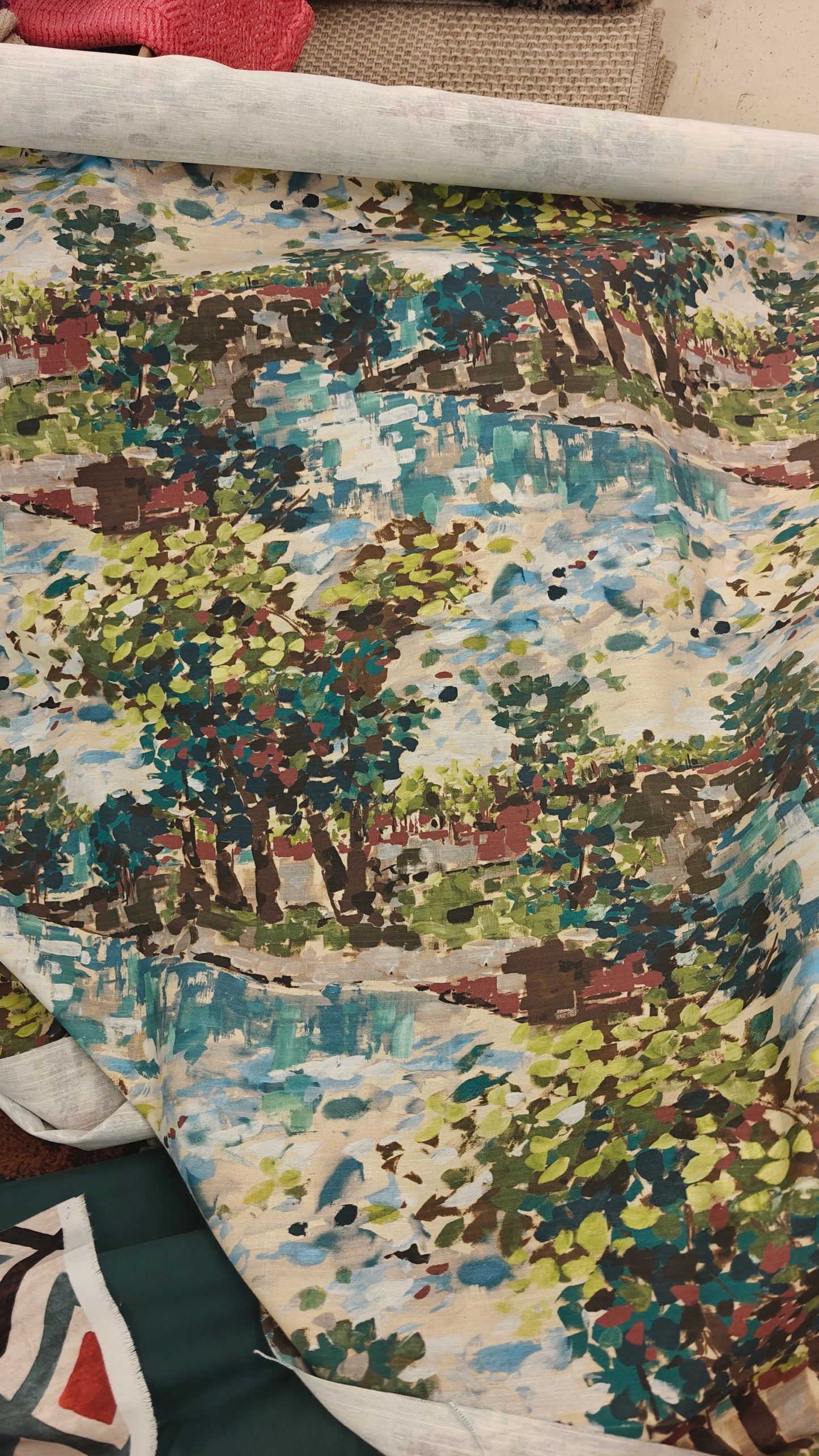 Coton Lin Aquarelle Paysage - 140cm
