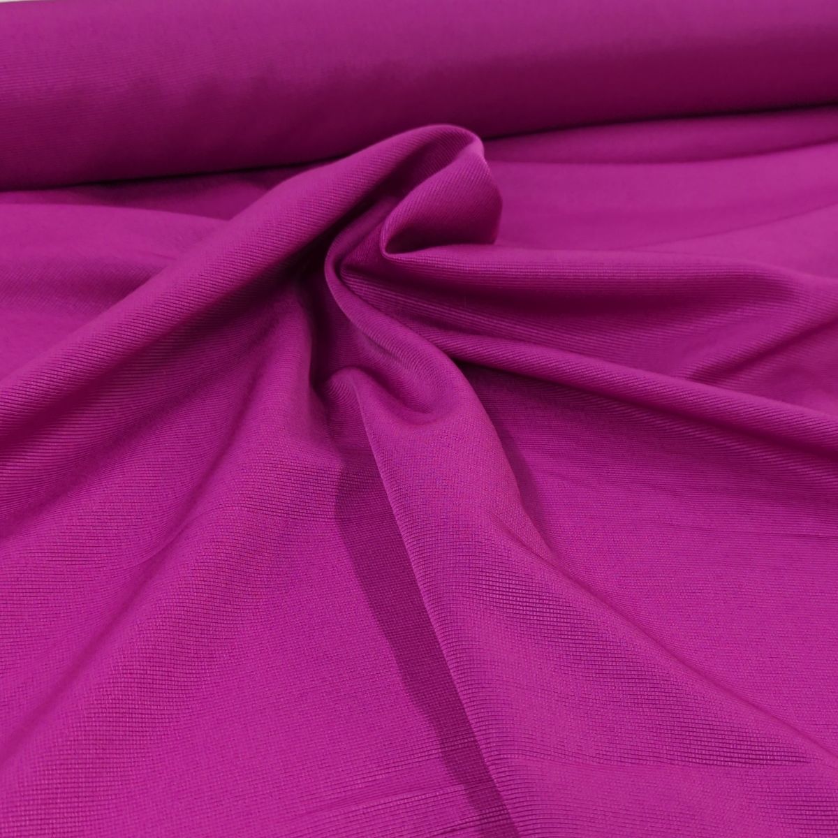 Jersey Côtelé Polyester Rose Fuchsia - Coupon 150x145cm