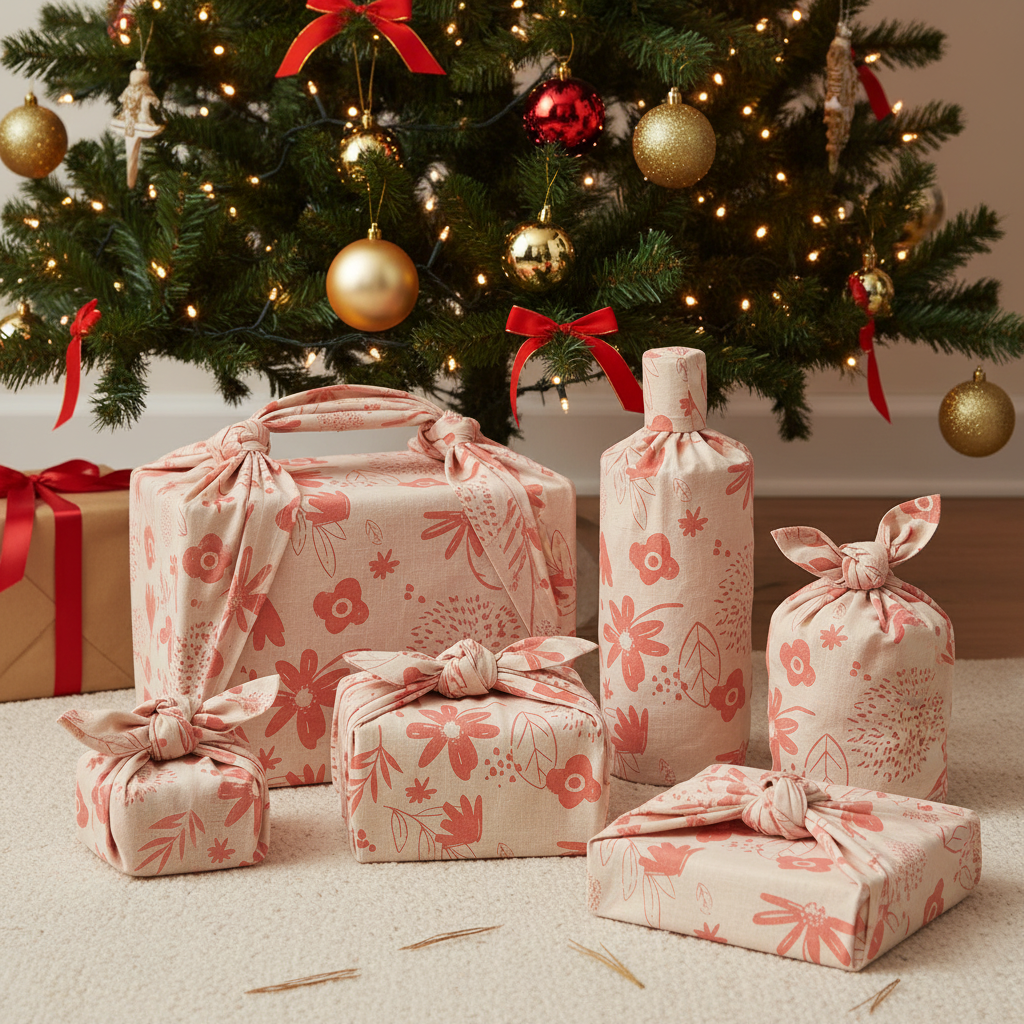 Furoshiki Coton Bio 41x41cm - Emballage Cadeau Réutilisable - Lot de 2 à 24 Pièces - 6 Coloris