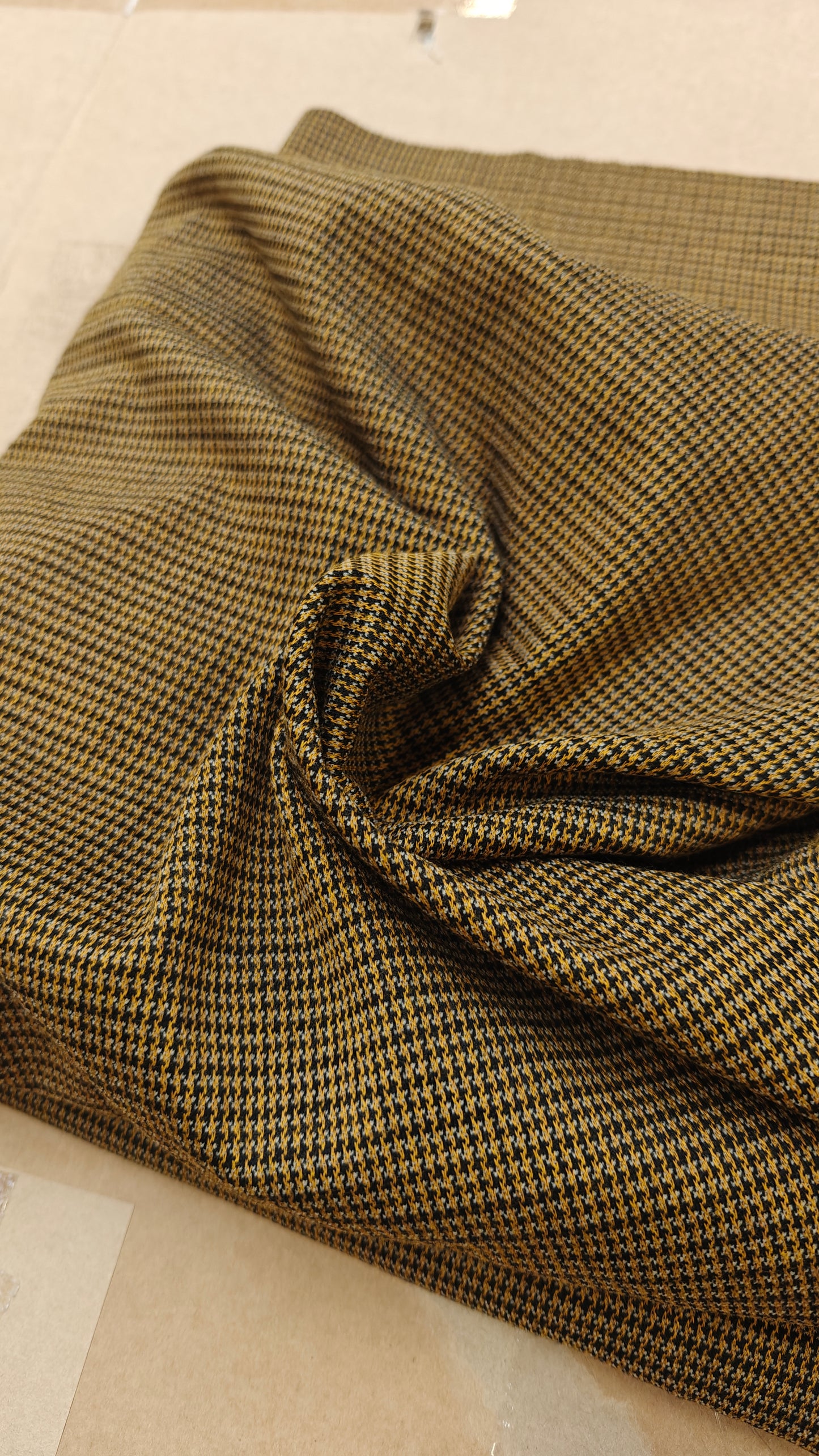 Zoom texture jersey - Jersey Vintage Pied-de-Poule Marron 200x