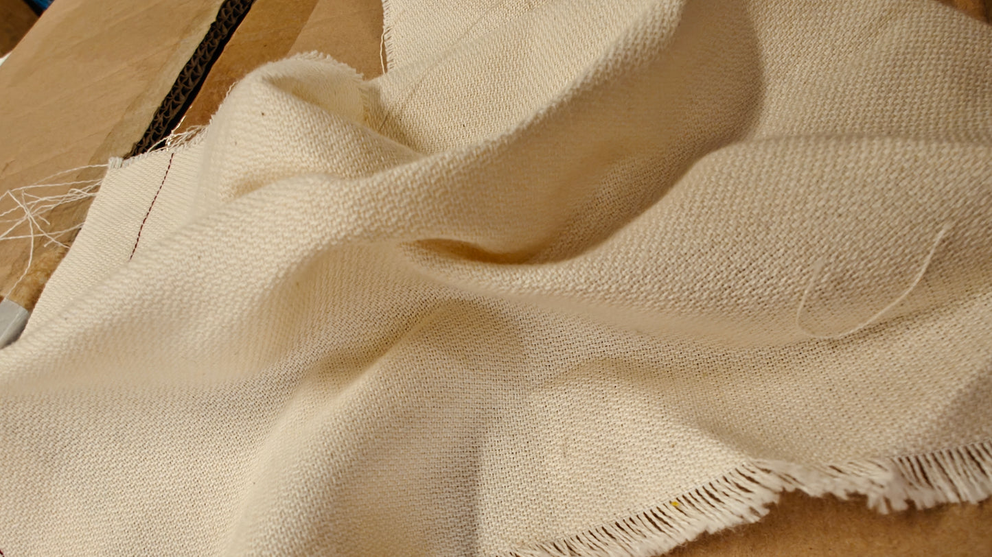 Toile Coton Bio Écru 225g/m² - Fabrication Vosges - Qualité Exceptionnelle - Laize 180cm au mètre