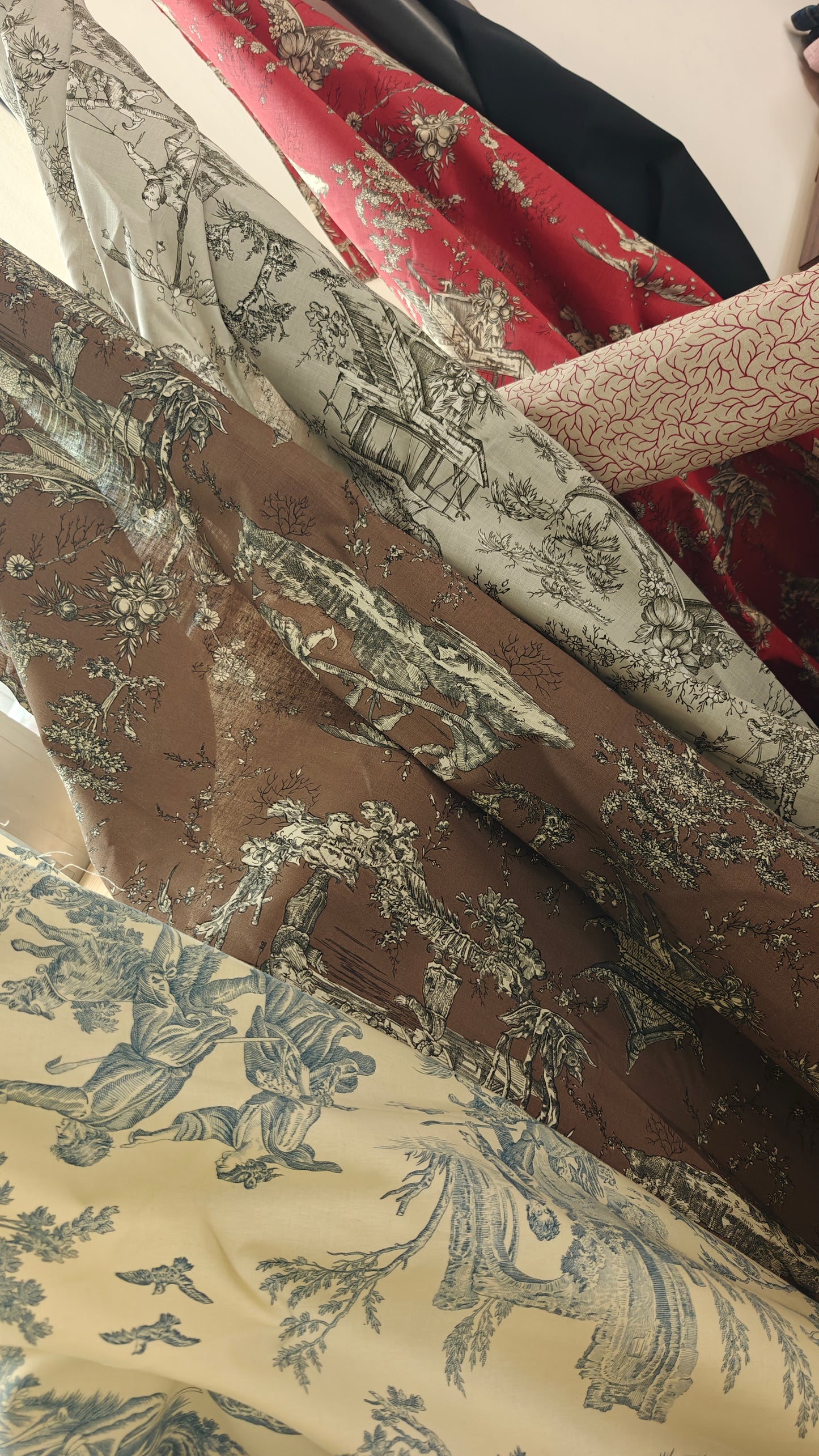 Toile de Jouy Bleue Ecru - 150cm
