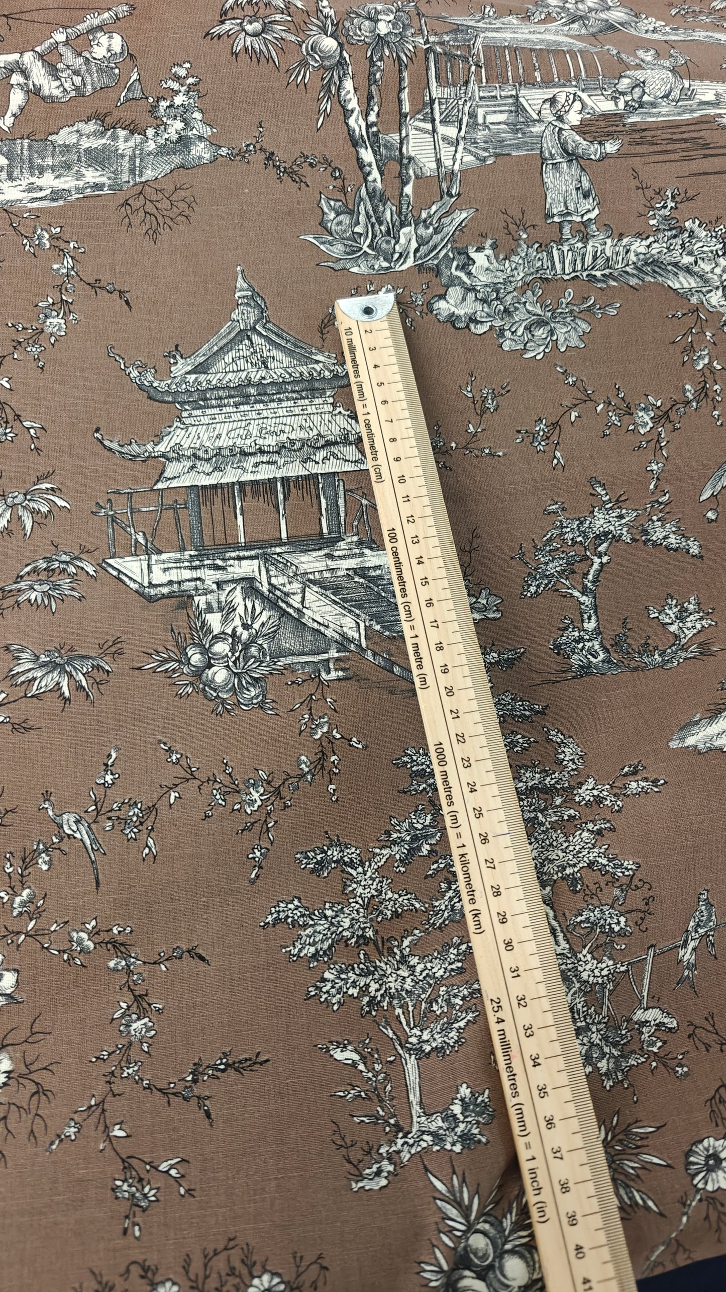 Toile de Jouy Chocolat Chinoiserie - 150cm