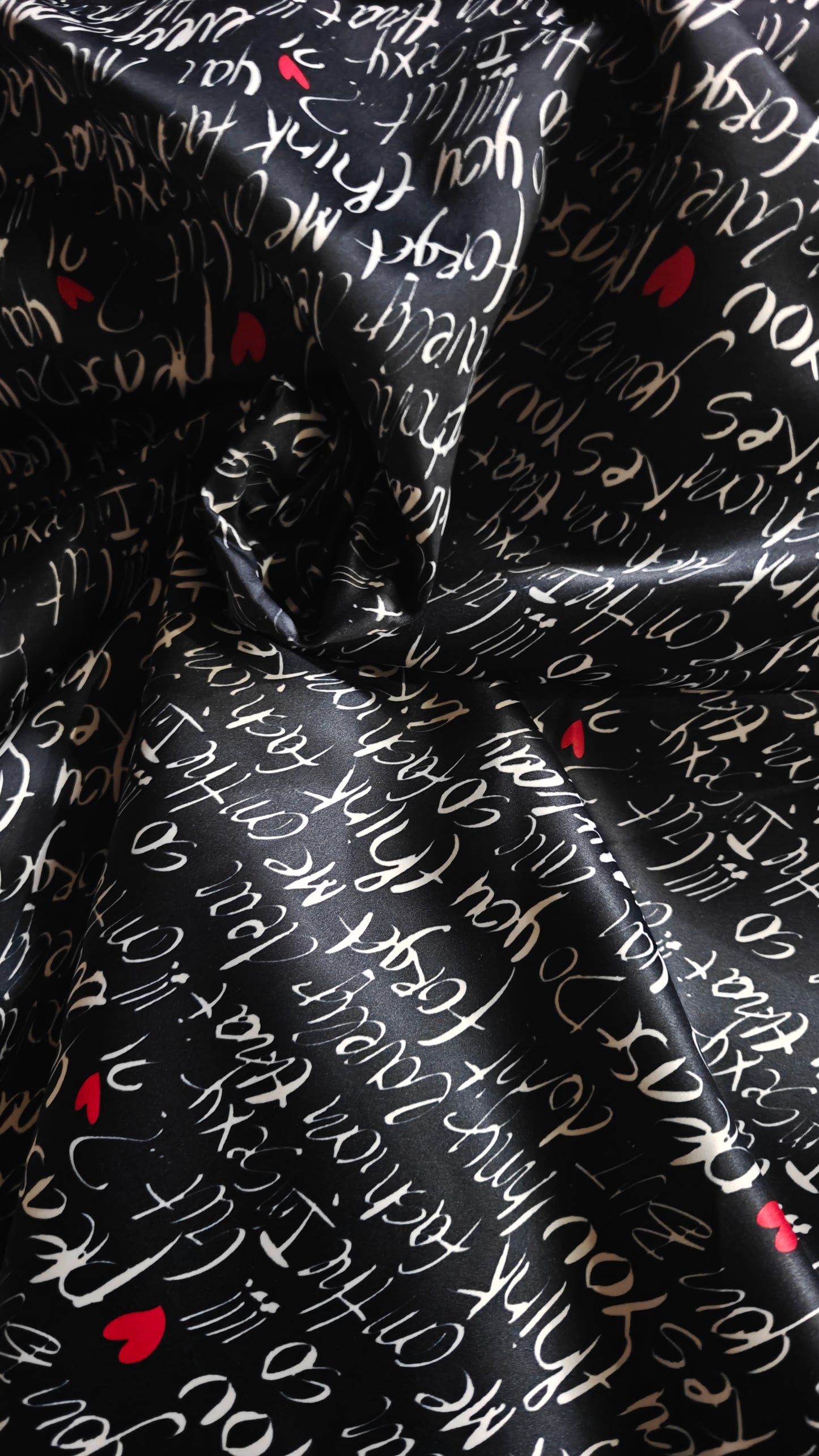 Tissu Messages Amour Saint-Valentin -au mètre x 150cm - Polyester/Viscose - semi rigide