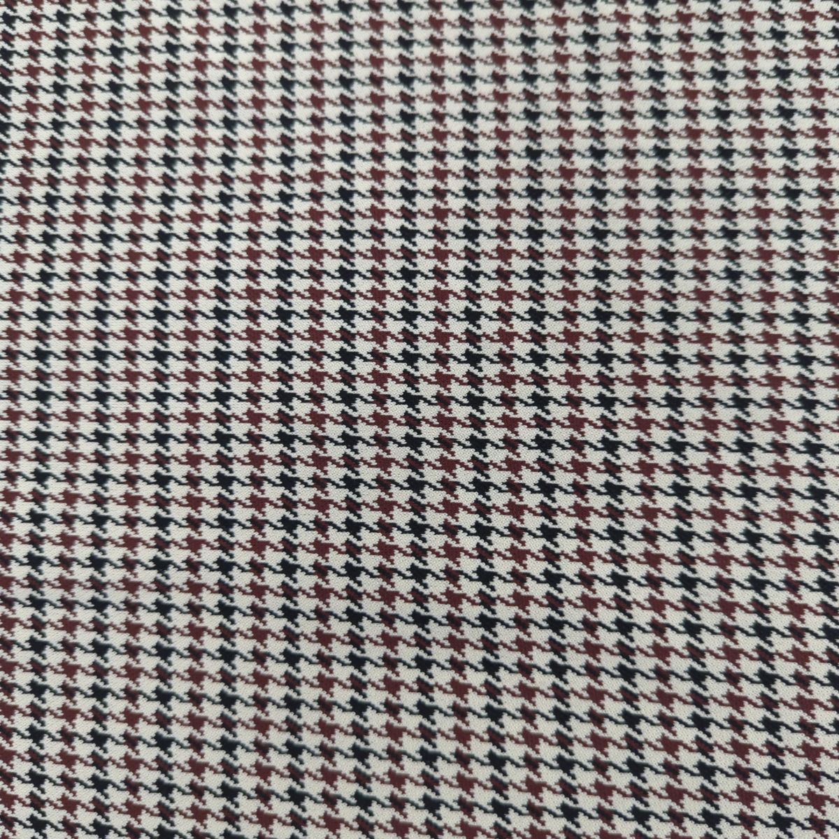 Jersey Pied-de-Poule Beige Bordeaux 150x139cm Coupon unique
