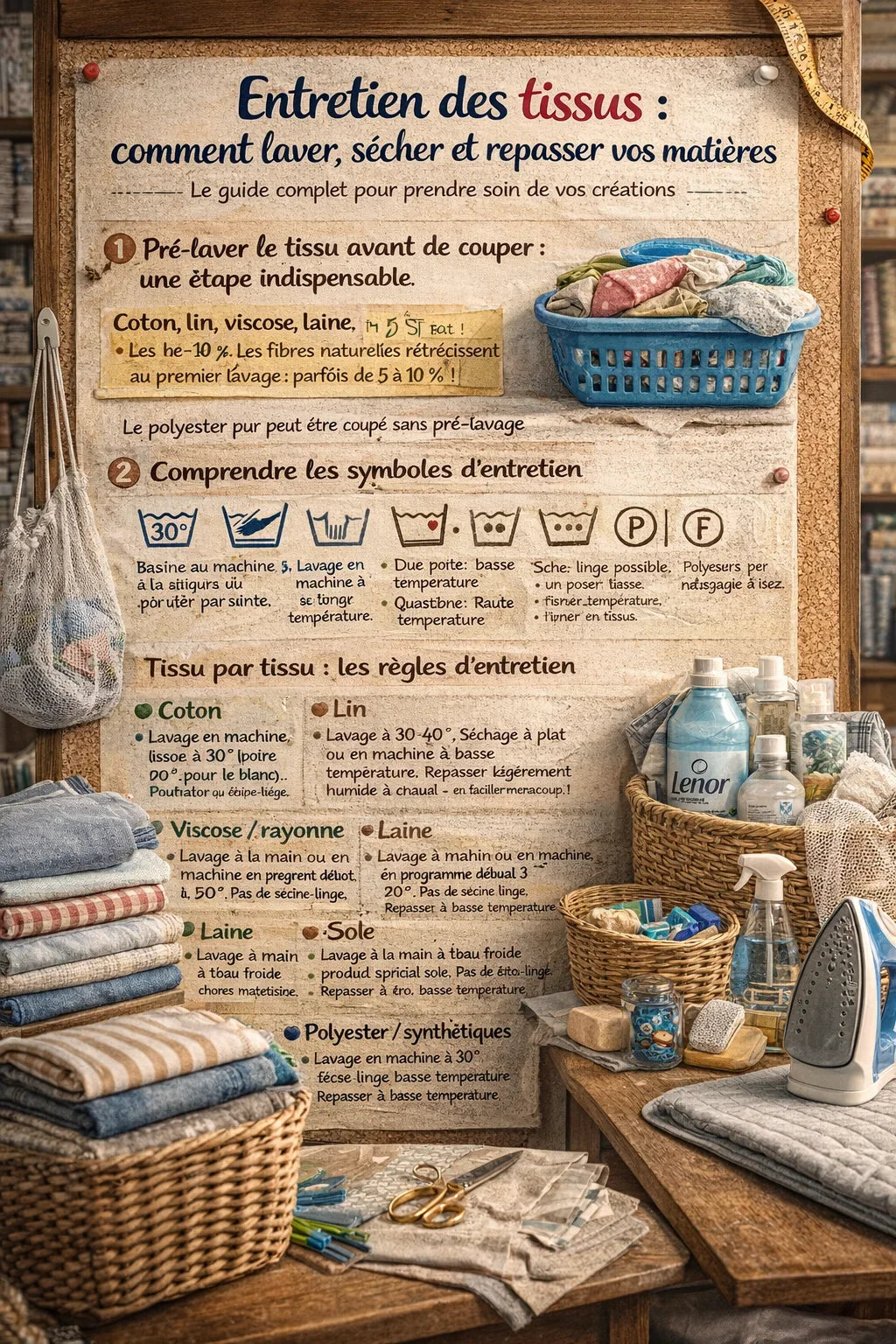 Entretien des tissus : comment laver, sécher et repasser vos matières