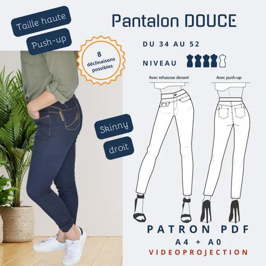 "DOUCE - Pantalon femme - Tailles 32 à 56 - tissu au mètre - Strasbourg Alsace - Autour du Tissu"