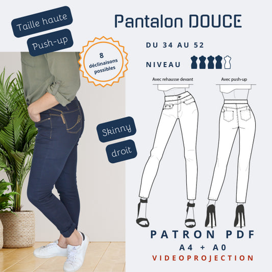"DOUCE - Pantalon femme - Tailles 32 à 56 - tissu au mètre - Strasbourg Alsace - Autour du Tissu"