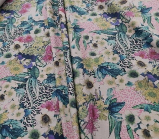 jersey imprimé flower épais 150x139cm - tissu jersey - strasbourg alsace - autour du tissu
