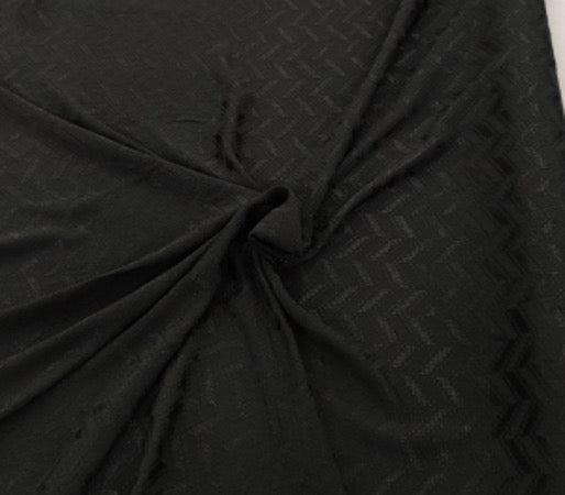 Tissu Gaufré à Chevron Noir 150x153cm