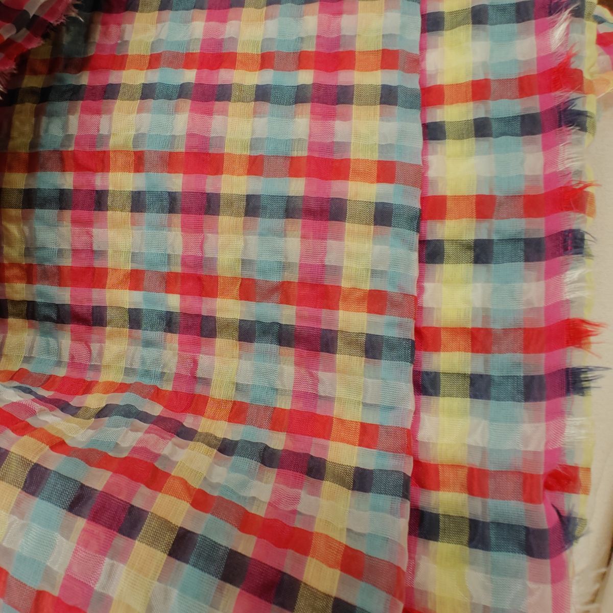 Tissu Gaufré Carreaux Multicolore Coupon 3m × 140cm  Robe Jupe Été