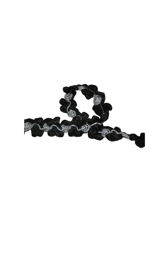 Galon 30 mm synthétique Noir Argenté Fleur - galon décoratif - Strasbourg Alsace - Autour du Tissu