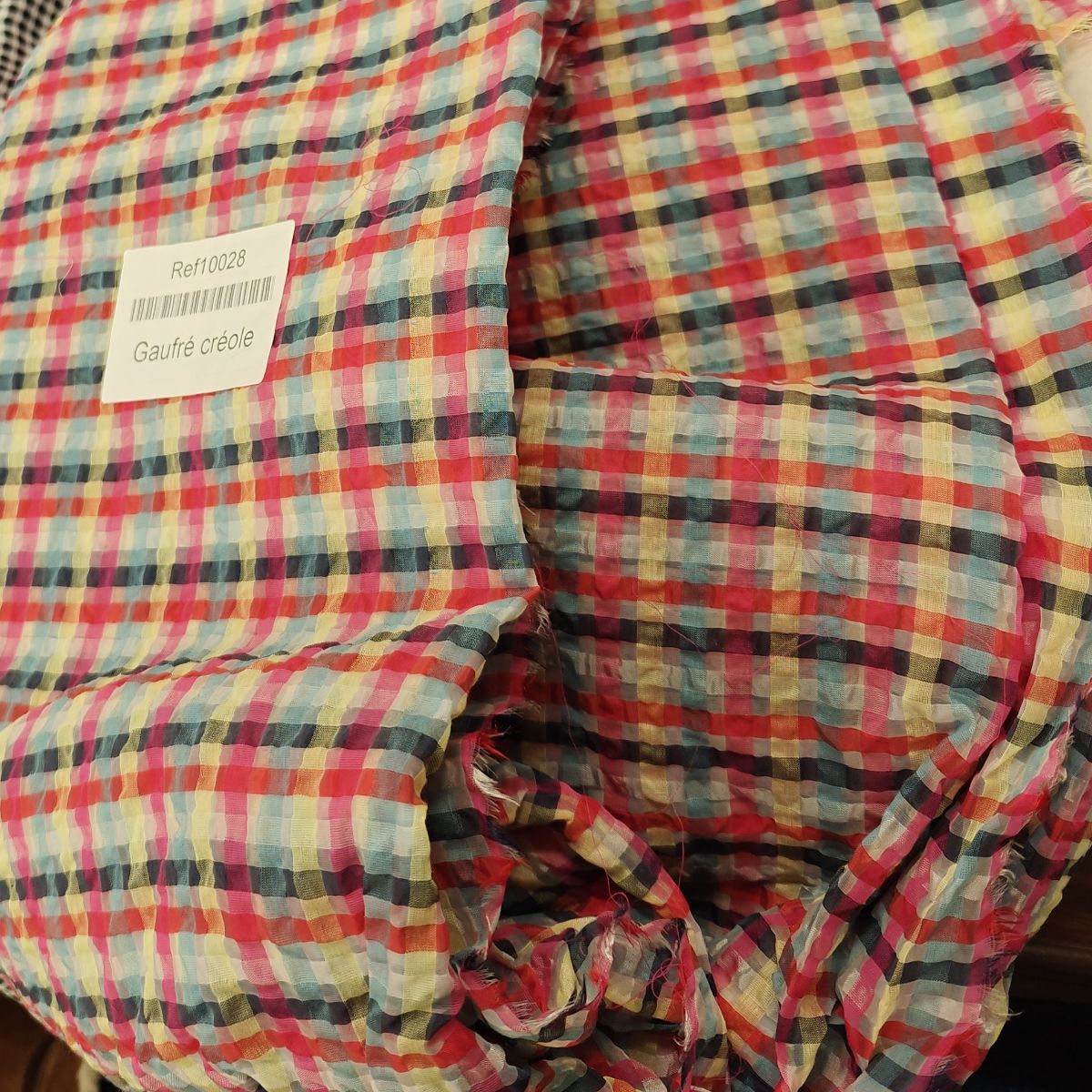 Tissu Gaufré Carreaux Multicolore Coupon 3m × 140cm  Robe Jupe Été