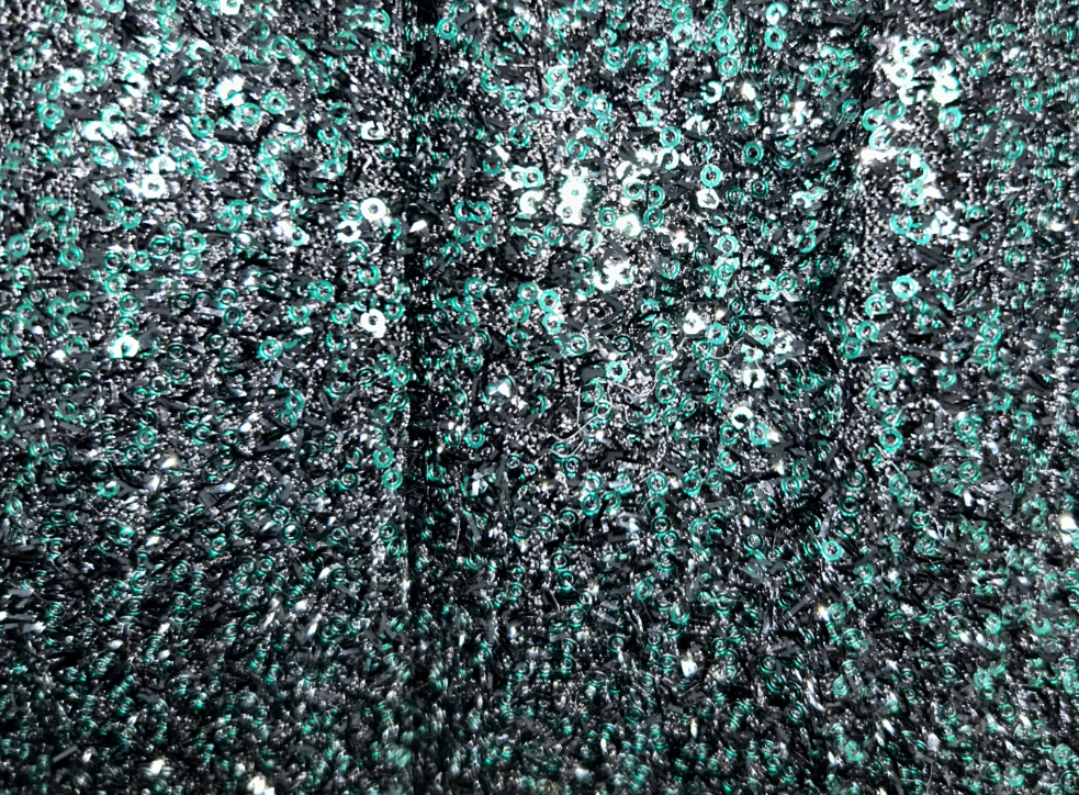 Sequin Paillettes Noir Vert Brillant 210x135cm