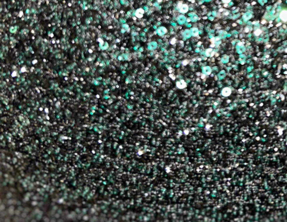 Sequin Paillettes Noir Vert Brillant 210x135cm