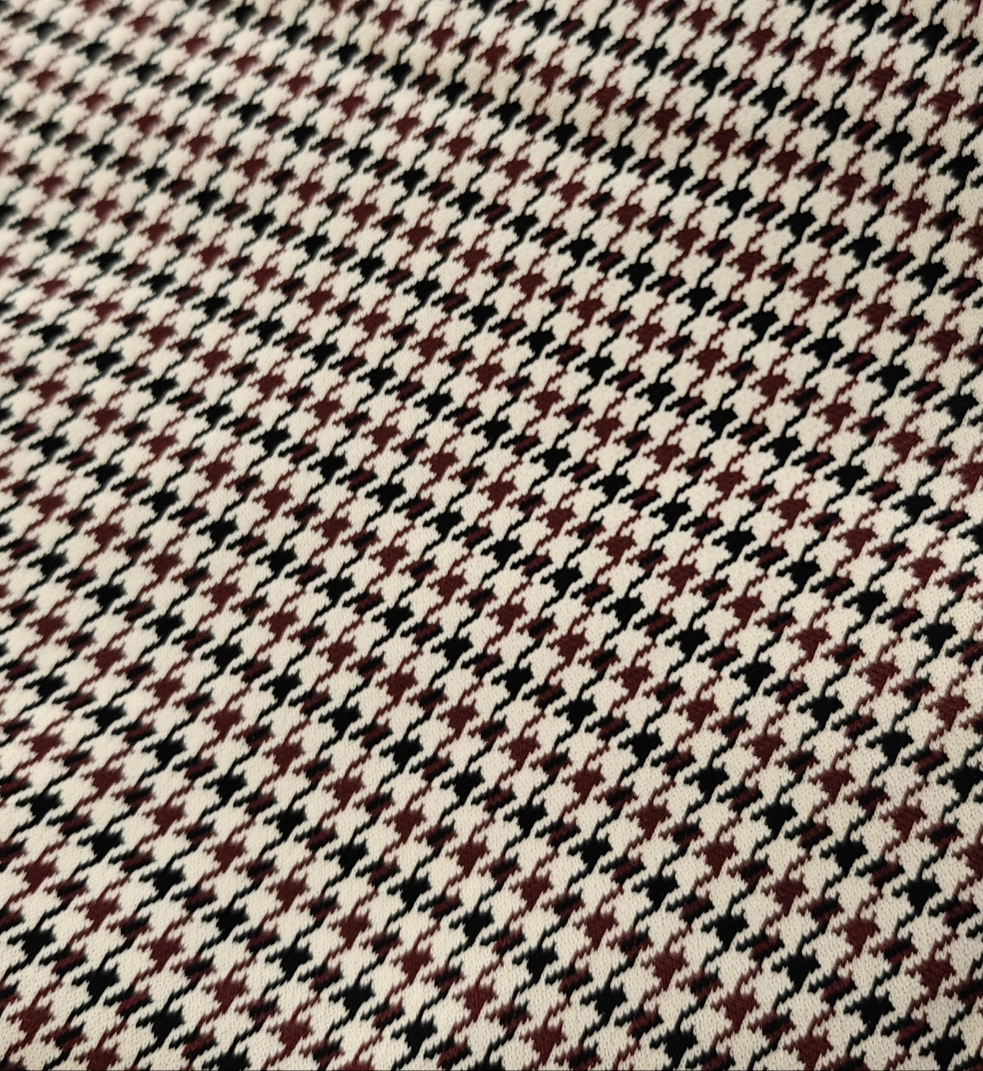 Jersey Pied-de-Poule Beige Bordeaux 150x139cm