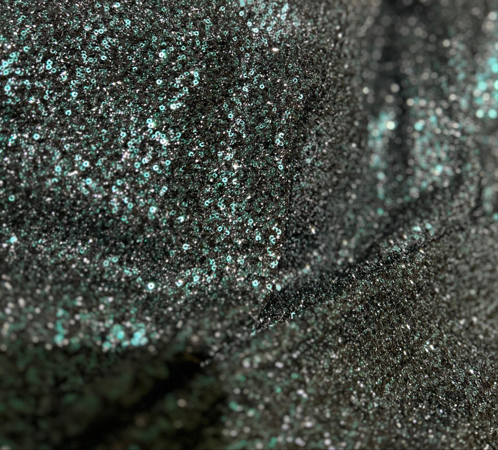 Sequin Paillettes Noir Vert Brillant 210x135cm