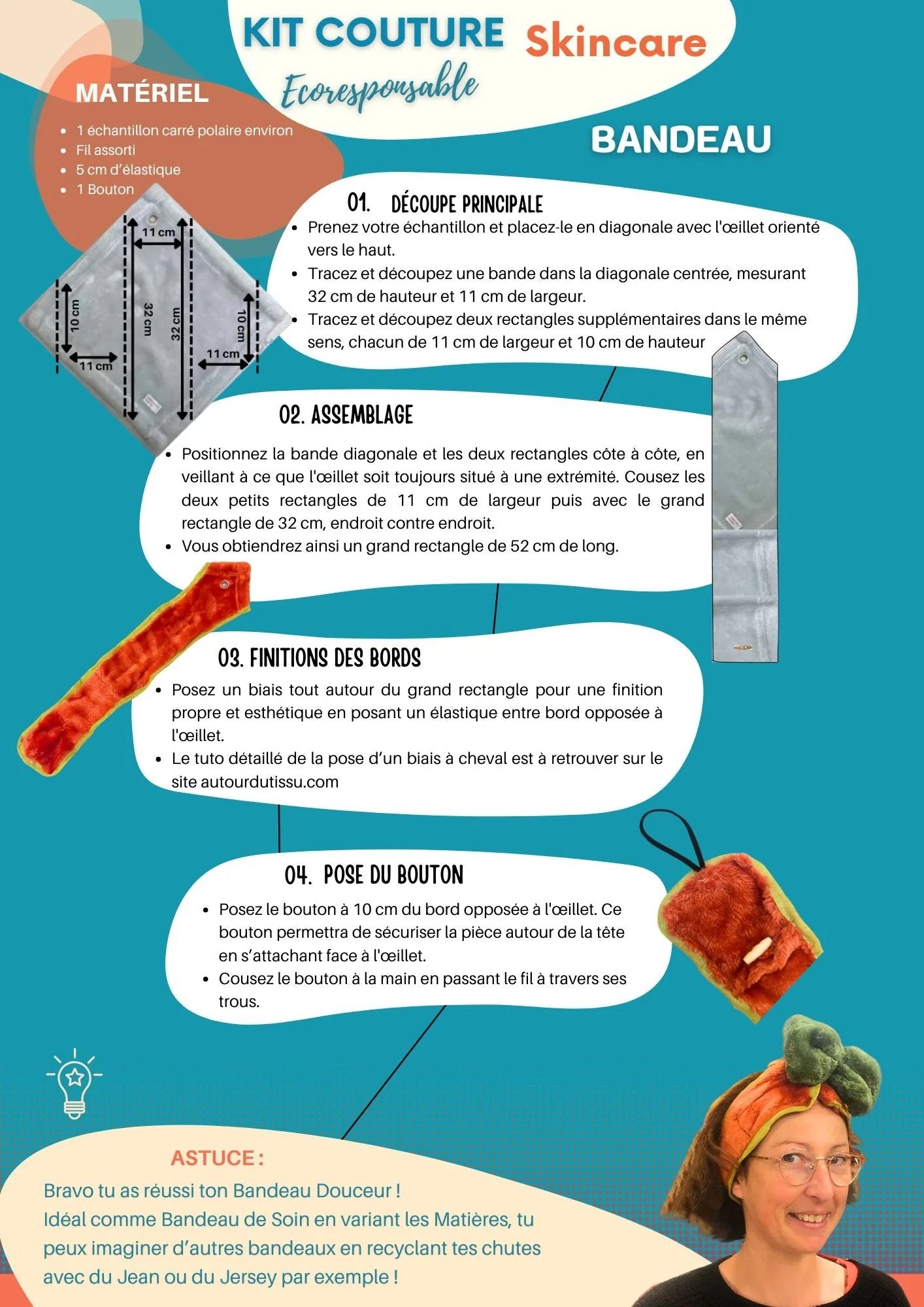 Le Tuto Gratuit : Bandeau de Soin, Chouchou, Bracelet A tester avec le Kit SkinCare ! - kit couture - Strasbourg Alsace - ...