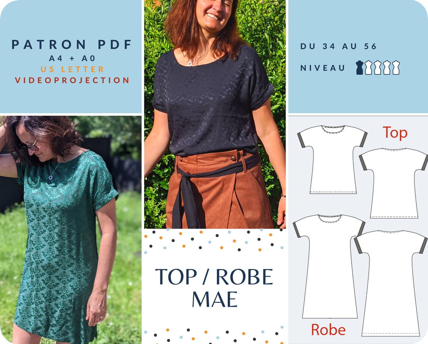 MAE - Top/Robe - Tailles de 34 à 56